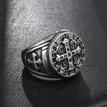 Christianity Jesus Exorcism Cross Ring Black/Gold/Silver Color Stainless Steel CSPB CSSML NDSMD Saint Benedict of Nursia Ring - Trendy Planet